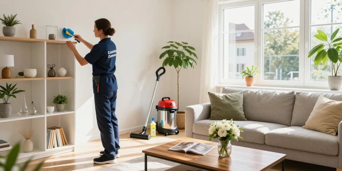 Residential cleaning scene showcasing a professional cleaner delivering high-quality services, highlighting Skenda Reinigungen's expertise as a leading reinigungsfirma schweiz.