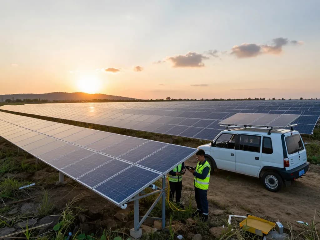 Moduły PV do farm fotowoltaicznych shining in sunlight, showcasing sustainable energy innovation.