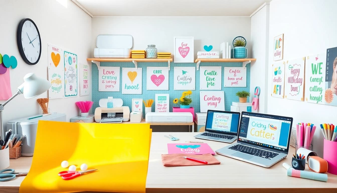 Cricut SVG designs showcased in a bright and creative crafting workspace.