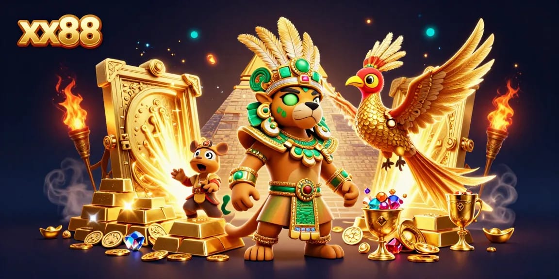 Experience thrilling wins at xx88 with vibrant 3D casino elements and dazzling treasures.