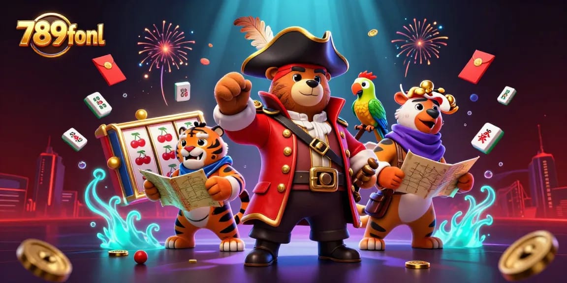 Win exciting jackpots at 789fonl with vibrant animated slot reels and lively casino characters.