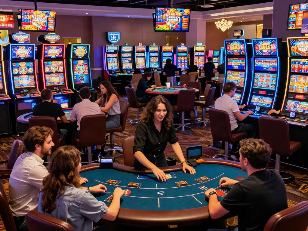 Exciting online casino experience at DA88 featuring players celebrating wins and colorful games.