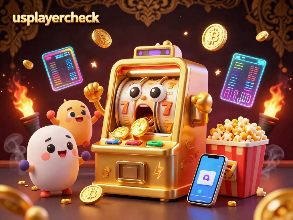 Experience the excitement of winning with usplayercheck's animated slot machine jackpot scene, vibrant and dynamic.