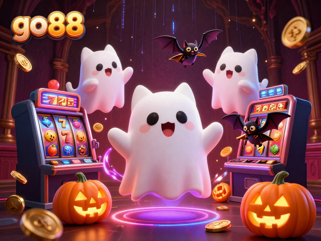 Engage with go 88's vibrant haunted casino world featuring ghostly characters and dynamic slot elements.