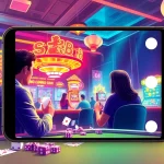 Players enjoying online games at https://lucky88.direct/ with vibrant neon lights and a modern interface.