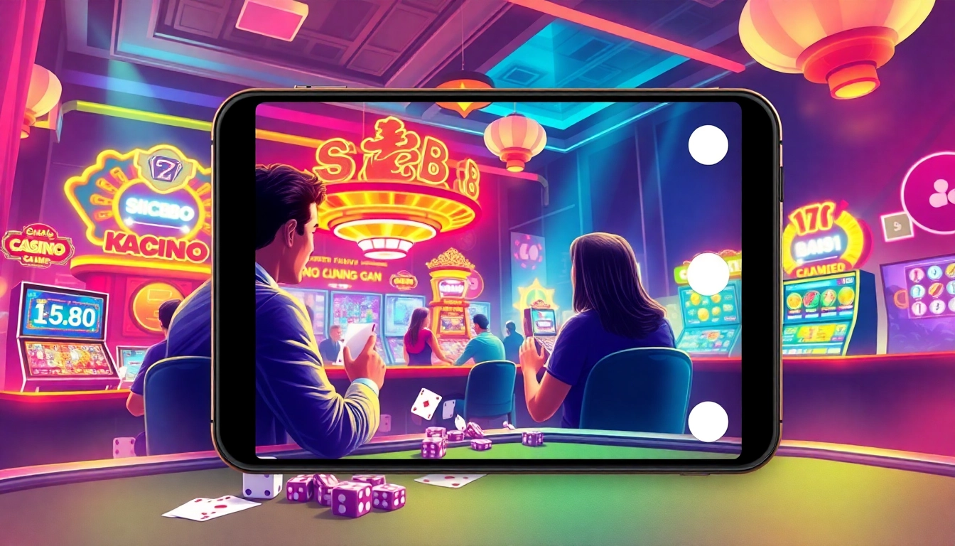 Players enjoying online games at https://lucky88.direct/ with vibrant neon lights and a modern interface.