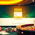 Engaging registration interface for đăng ký ee88 with poker chips and casino elements.