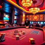 TÀI XỈU SUNWIN table with vibrant energy, dice, and professional croupier in a luxurious casino.