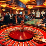 Phtaya players engaging at a luxurious casino roulette table, showcasing excitement and strategy.