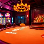 Thrilling gaming action at 33win casino table with vibrant slot machines and roulette.