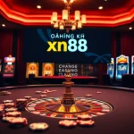 Engaging scene of đăng ký xn88 process at a luxurious online casino gaming table.