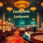 Engaging scene of Luckywin online casino with vibrant games and players at luxurious tables.