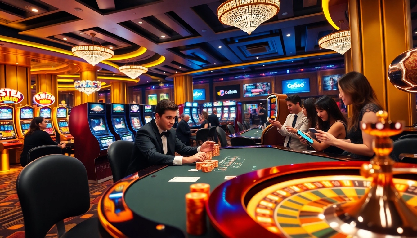 Excited players enjoy games at https://gg88.work/, featuring colorful tables and slot machines.
