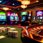 Experience excitement at https://mb66.ski/ with a luxurious poker table and vibrant slot machines.