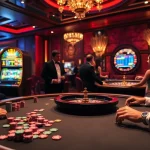 Experience the thrill of De bet with vibrant poker chips and a roulette wheel in a luxury casino setting.