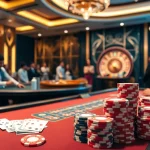 Experience the thrill of winning at HZ88's luxurious casino with vibrant poker chips and blackjack tables.