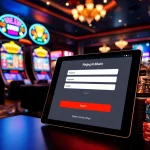 Exciting online casino scene illustrating the đăng ký 68win registration process with vibrant gaming elements.