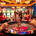 Exciting casino scene showcasing online gambling elements related to lo de uy tin with vibrant roulette and slot machines.