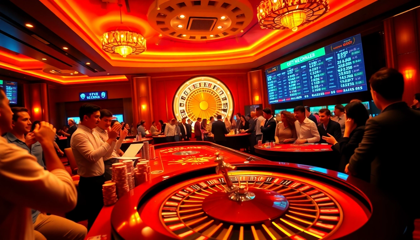Exciting scene of kèo bóng đá việt nam betting action in a luxurious casino atmosphere.
