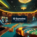 Engaging visual of online gambling scene at https://10sunwin.vip/, featuring poker table and slot machines.
