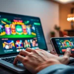 A188 online casino interface displaying exciting games on laptop and smartphone.