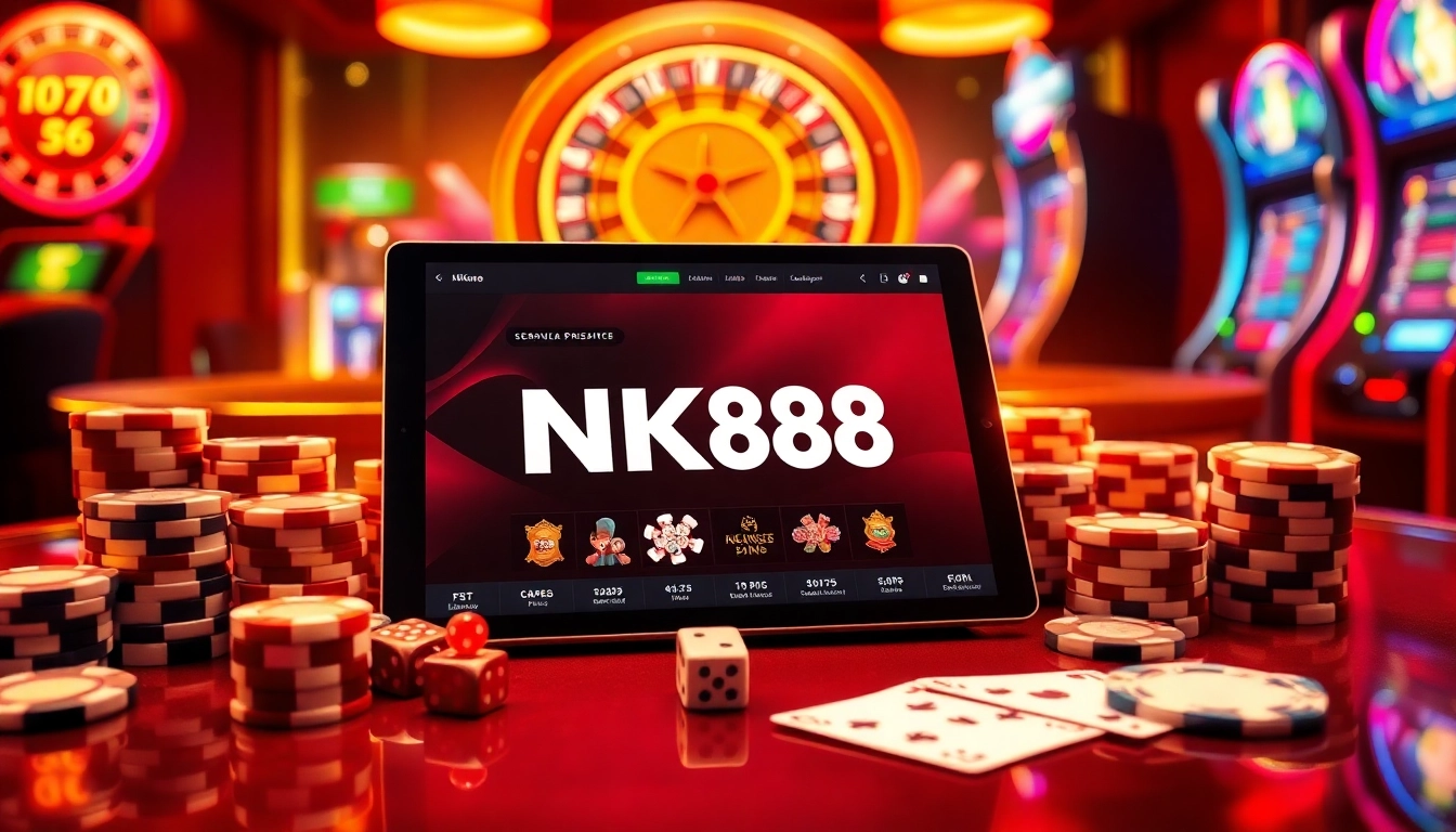 NK88 gaming interface enhancing excitement at a luxurious casino setup.