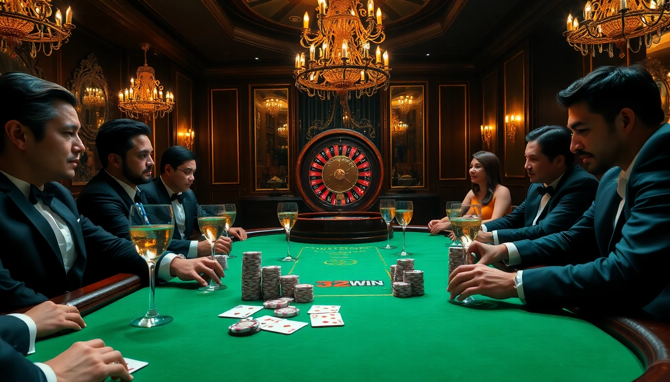 Players strategize at a poker table at Nhà cái 32win, showcasing exciting card plays and high-stakes action.