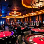 Experience the excitement at Xin 88 with players enjoying casino games surrounded by vibrant lights.