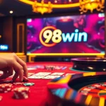Experience thrilling moments at the 98win casino table with exciting bets and vibrant poker chips.