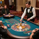 Players placing bets at the vibrant CM88 roulette table, capturing the excitement of live gaming.