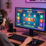 Player immersed in 789club tài xỉu online gaming with animated graphics and vibrant accessories.