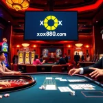 A thrilling roulette game at https://xo880.com/, showcasing players engaged in high-stakes excitement and vibrant casino elements.