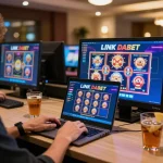 Engaging gameplay on LINK DABET platform with vibrant online slots and poker game interface.