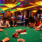 Players strategizing their bets at a high-stakes poker table on 68VIP.SH, showcasing a luxurious gaming experience