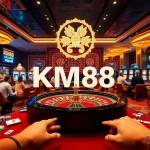 Engaging players enjoy thrilling gaming experiences with KM88 at an upscale casino.