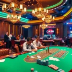 Experience the thrill of high-stakes poker at UK88's glamorous casino interior.