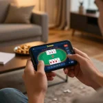 Engaging gameplay on Sunwin mobile casino app displaying betting options and poker hands.