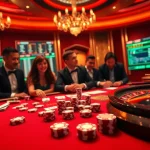 Gambling excitement at NET88 casino with vibrant gaming elements and luxurious ambiance.