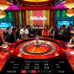 Engaging in thrilling gameplay at Hitclub's luxurious casino with roulette and poker settings.
