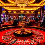 iq88 casino scene with roulette wheel and excited players betting