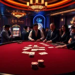 Players enjoying high-stakes blackjack at QQ88 casino, showcasing luxury and excitement.