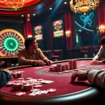 Engage in thrilling poker action at lu88bb.com with colorful chips and cards on a vibrant casino table.