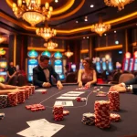Experience high-stakes gaming at IQ88 with vibrant poker chips and glamorous casino tables.