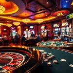 Experience the thrill of gambling with 22JL at a luxurious casino, showcasing vibrant tables and exciting gameplay.