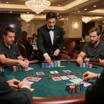 max88pro players engaging in strategic blackjack gameplay at a luxury casino table.