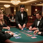 Enjoying blackjack at FUN88 casino with players intensely focused on strategic gameplay.