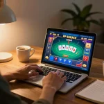 Player engaging in online poker on TR88 platform, with game interface and strategy notes visible.