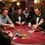 Experience the thrill of Lc 88 at an exciting baccarat table with players strategizing bets.