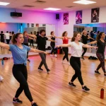 Engaging group dance class showcasing the power of kling ai dance in a vibrant studio atmosphere.