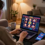 Engaging online gaming moment on HD88's casino app at home with vibrant graphics and comfortable setting.